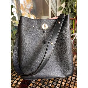 Kate Spade Marti Large Black Pebbled Leather Bucket Shoulder Bag NWOT